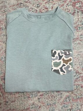Local Boy Kids' Light Green Pocket Tee with Camouflage Accent Y-XL
